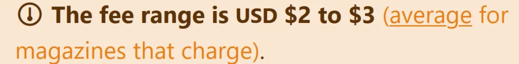 Fee Range Example
